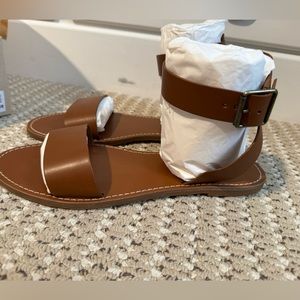 Madewell The Boardwalk Ankle-strap Sandal in Leather, English Saddle Color